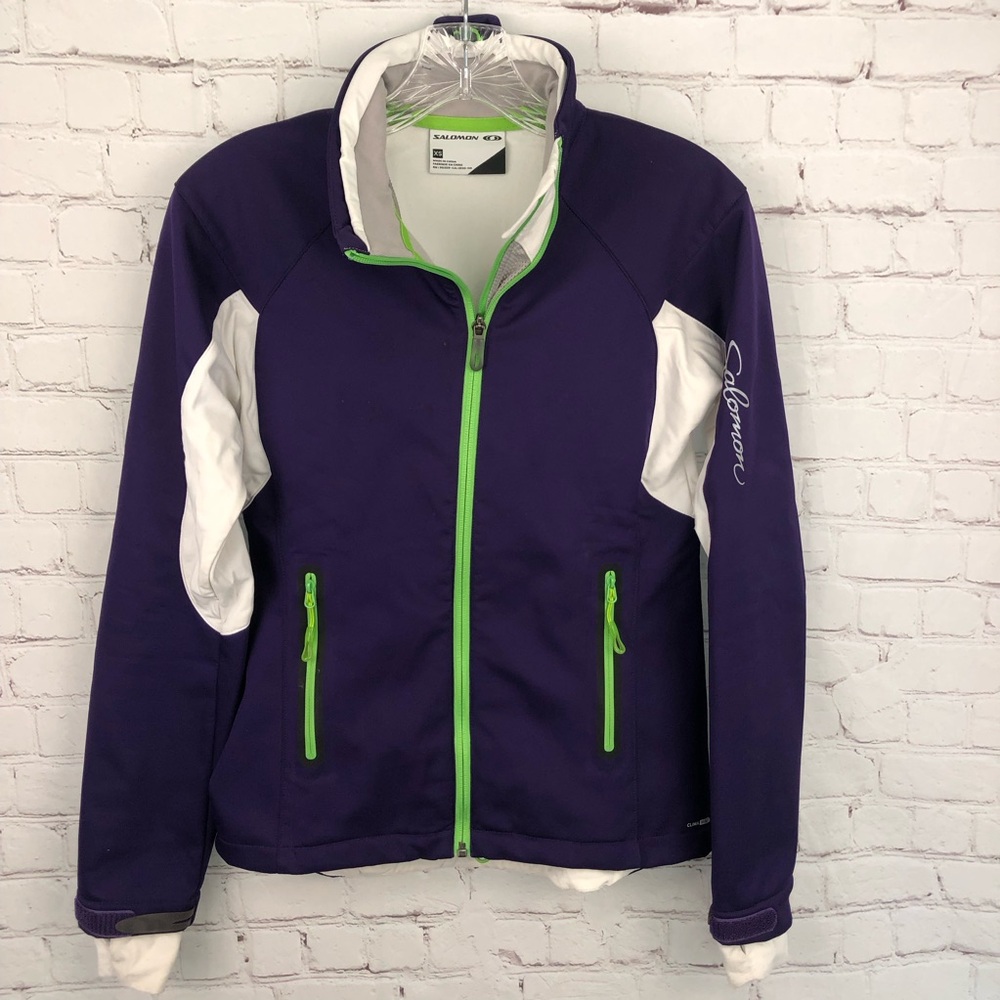 Salomon Purple and White Ski Jacket Performance Fabric